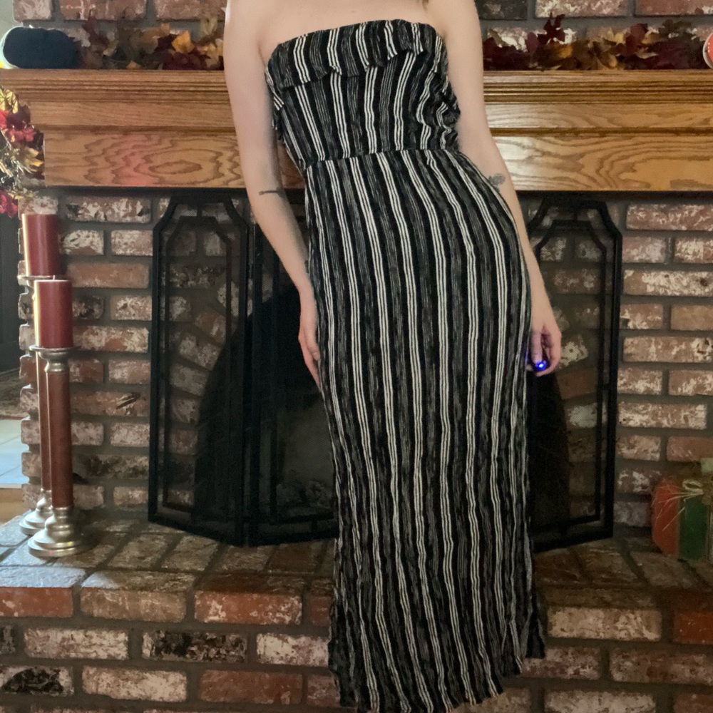 Black and white striped maxi dress size S
